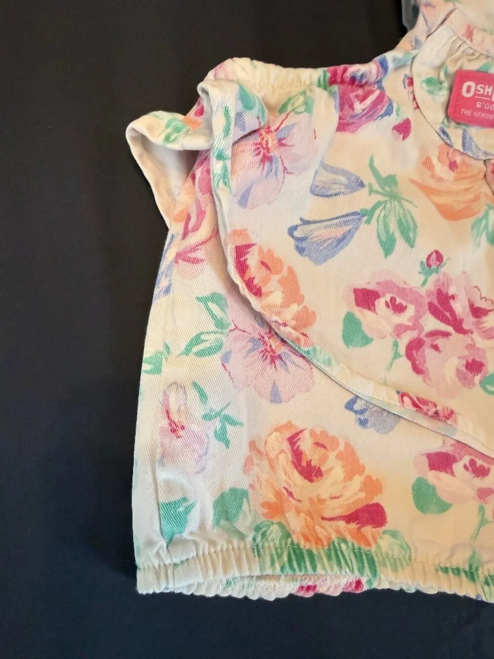 6-9 Vintage OshKosh Floral Bubble Shortall Romper